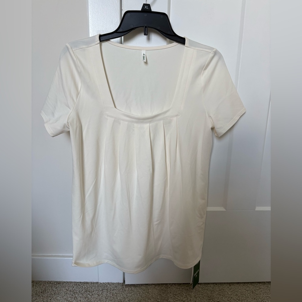 HALARA Cream Square-Neck Short Sleeve Top size S